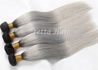 Cabelo reto não processado do Virgin das extensões do cabelo humano de Ombre do cinza de prata