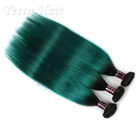 Weave de seda do cabelo reto da extensão do cabelo humano de Ombre do verde 1B