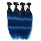 A obscuridade peruana reta enraíza o cabelo colorido das extensões azuis do cabelo humano de Ombre