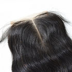 Fechamento médio do laço do cabelo humano da parte com a onda natural do corpo da cor do cabelo 4x4 do bebê