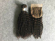 Weave completo e densamente peruano do cabelo humano não processado com fechamento encaracolado perverso