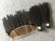Weave encaracolado perverso peruano do cabelo humano não processado com o Frontal do laço 13x4