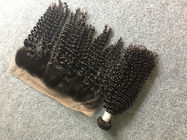 Weave encaracolado perverso peruano do cabelo humano não processado com o Frontal do laço 13x4