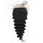 O cabelo humano do Virgin profundo peruano da onda empacota o fechamento de 4 x 4 laços