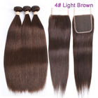 Extensões do cabelo humano de Ombre da cor de Brown/Weave cabelo reto com fechamento 4X4