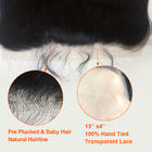 13 x 4 extensões brasileiras transparentes do cabelo do Virgin do laço 100% para a moça