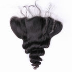 As extensões malaias do cabelo da onda fraca de 18 polegadas/cabelo do Virgin empacotam com Frontal do laço
