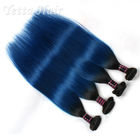 A obscuridade peruana reta enraíza o cabelo colorido das extensões azuis do cabelo humano de Ombre