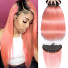 O emaranhado de seda da categoria 10A das extensões dianteiras cor-de-rosa do cabelo humano de Ombre livra