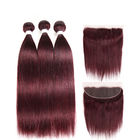 da cor cabelo/99J brasileira do Virgin do Frontal 100% do laço 13X4 Weave reto de seda do cabelo humano
