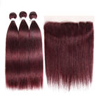 da cor cabelo/99J brasileira do Virgin do Frontal 100% do laço 13X4 Weave reto de seda do cabelo humano