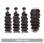 O Weave indiano do cabelo humano do Virgin de 12 polegadas/onda profunda do fechamento empacota