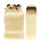 pacotes brasileiros do Weave do cabelo 1b/613 reto com cor dourada do fechamento