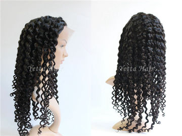 Perucas completas encaracolado do cabelo humano do laço da onda profunda saudável para mulheres negras